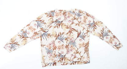 Jeff & Co Womens Pink Floral Polyester Basic T-Shirt Size 10 Round Neck