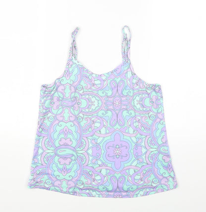 Primark Womens Multicoloured Geometric Nylon Camisole T-Shirt Size 6 Scoop Neck