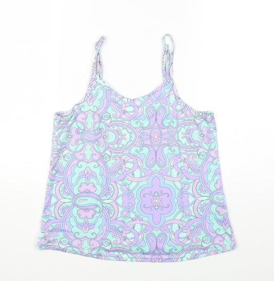 Primark Womens Multicoloured Geometric Nylon Camisole T-Shirt Size 6 Scoop Neck