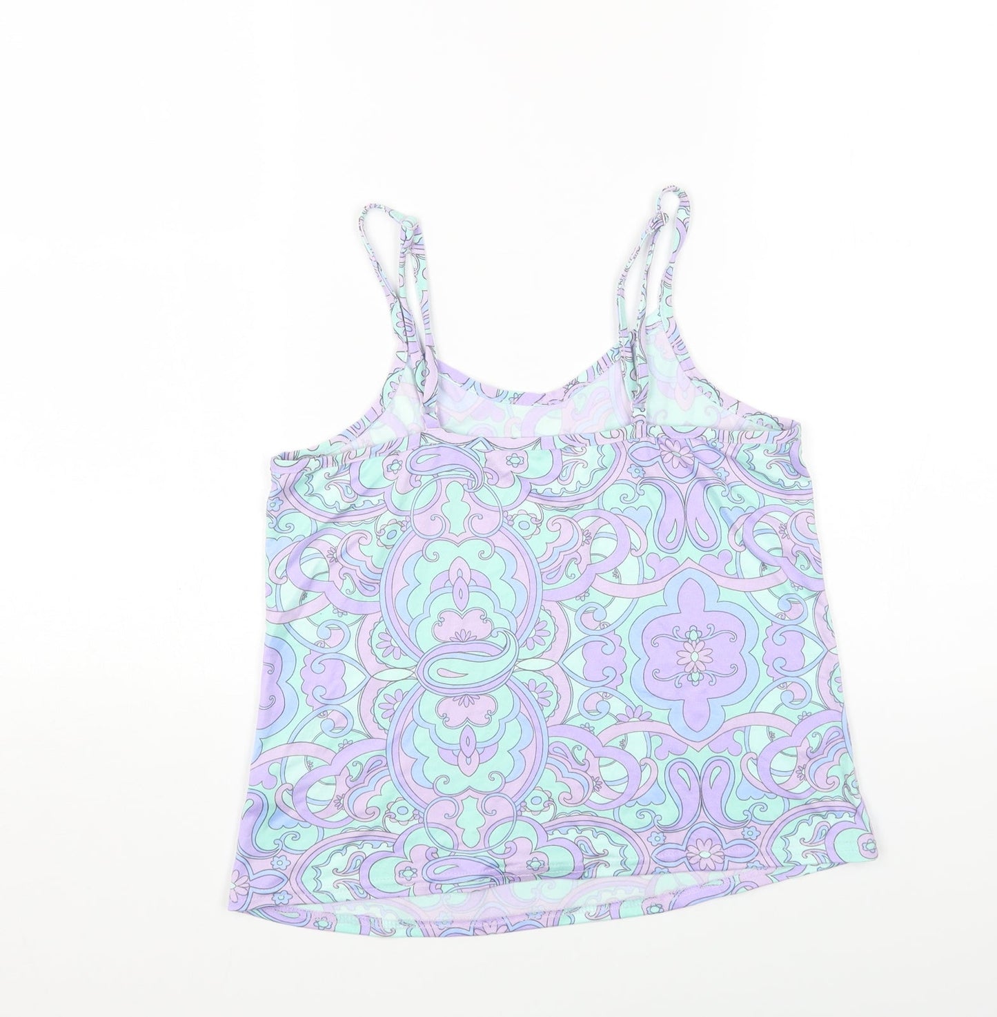 Primark Womens Multicoloured Geometric Nylon Camisole T-Shirt Size 6 Scoop Neck