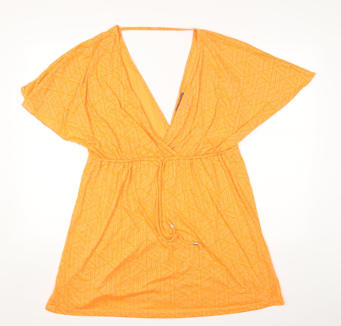 Primark Womens Orange Polyester Fit & Flare Size 18 V-Neck Drawstring