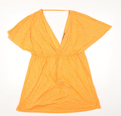 Primark Womens Orange Polyester Fit & Flare Size 18 V-Neck Drawstring