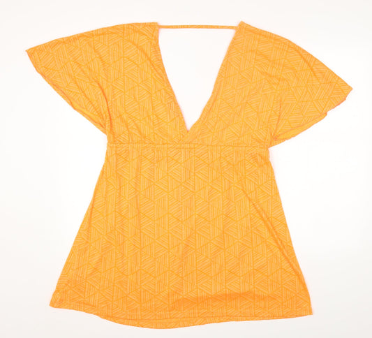 Primark Womens Orange Polyester Fit & Flare Size 18 V-Neck Drawstring