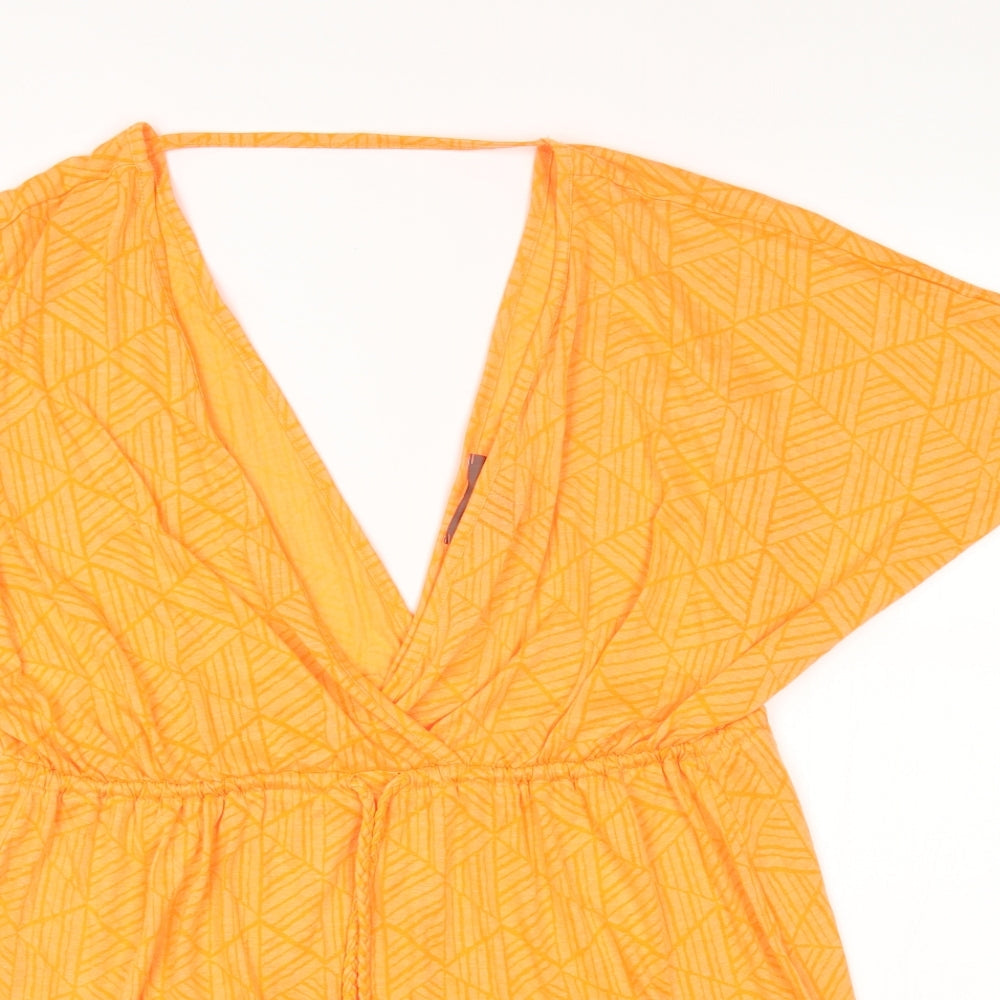 Primark Womens Orange Polyester Fit & Flare Size 18 V-Neck Drawstring