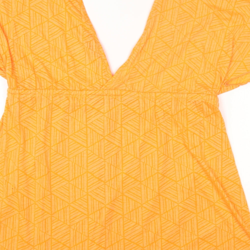 Primark Womens Orange Polyester Fit & Flare Size 18 V-Neck Drawstring