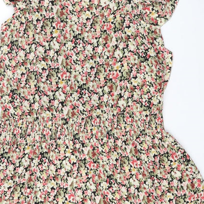 F&F Womens Multicoloured Floral Polyester Fit & Flare Size L Round Neck Zip