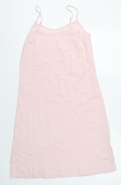 Marks and Spencer Womens Pink Polyester Slip Dress Size 10 V-Neck Pullover