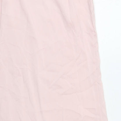 Marks and Spencer Womens Pink Polyester Slip Dress Size 10 V-Neck Pullover