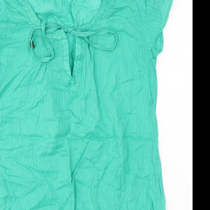 Marks and Spencer Womens Green Cotton Mini Size 14 Round Neck