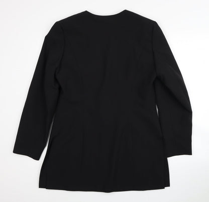 Fashion Extra Womens Black Polyester Jacket Blazer Size 14 - Embroidered, Shoulder Pads
