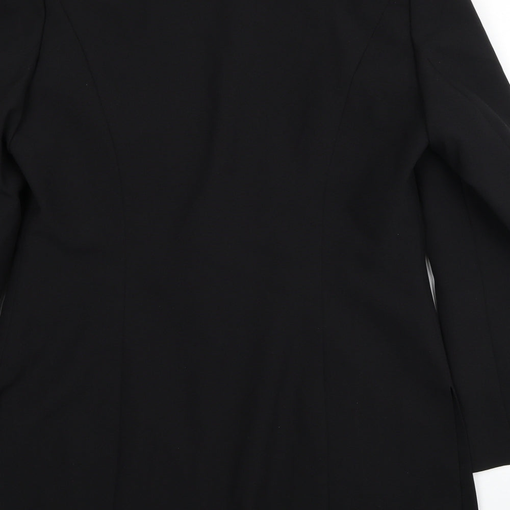 Fashion Extra Womens Black Polyester Jacket Blazer Size 14 - Embroidered, Shoulder Pads