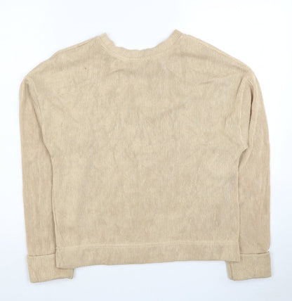 Primark Womens Beige Round Neck Polyester Pullover Jumper Size XS - Ribbed