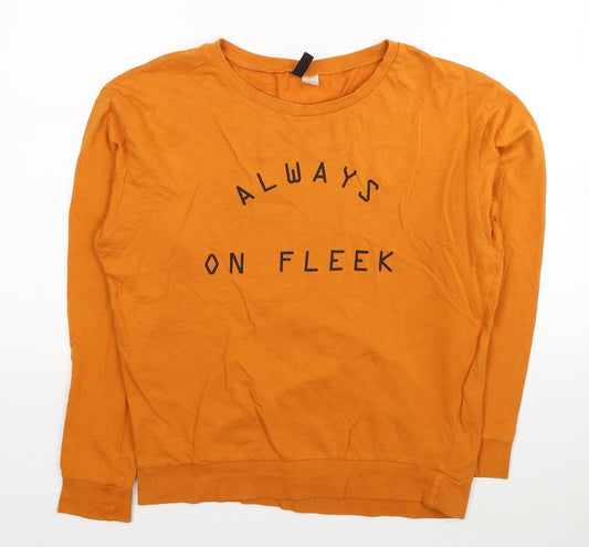 H&M Womens Orange Cotton Pullover Sweatshirt Size M Pullover - Always On Fleek
