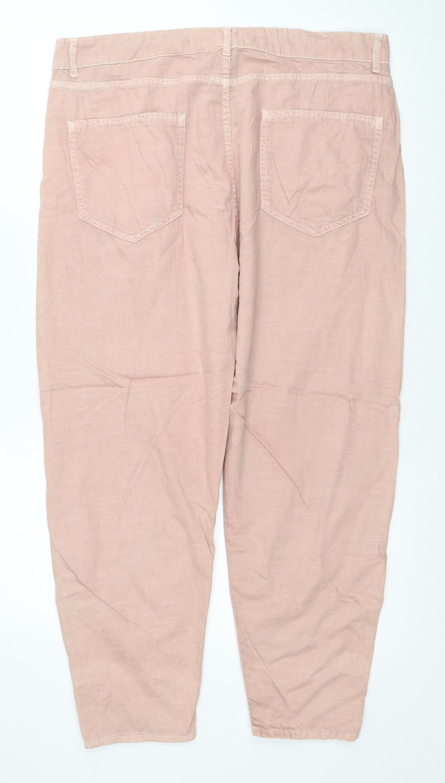 Zara Man Mens Pink Cotton Cropped Jeans Size 36 in L24 in Regular Zip