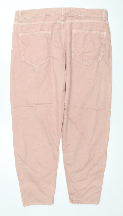 Zara Man Mens Pink Cotton Cropped Jeans Size 36 in L24 in Regular Zip