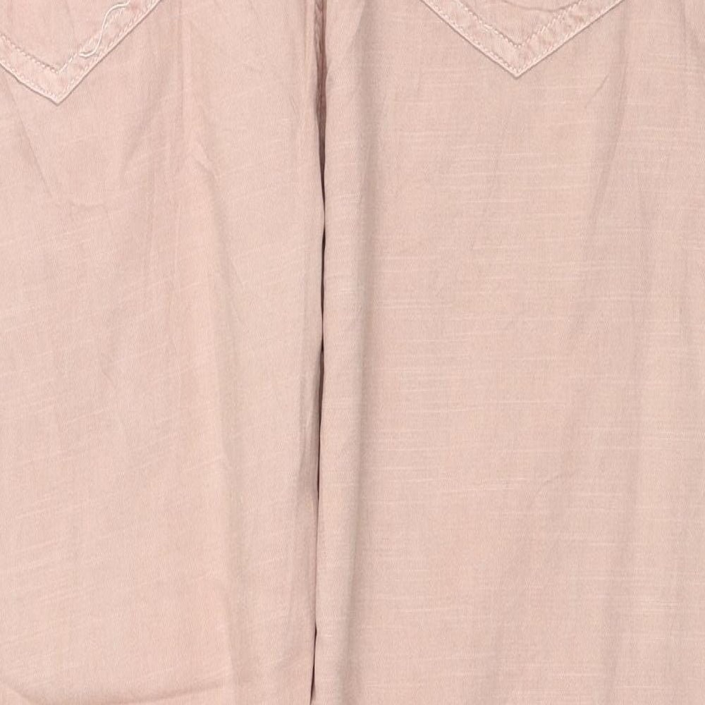 Zara Man Mens Pink Cotton Cropped Jeans Size 36 in L24 in Regular Zip