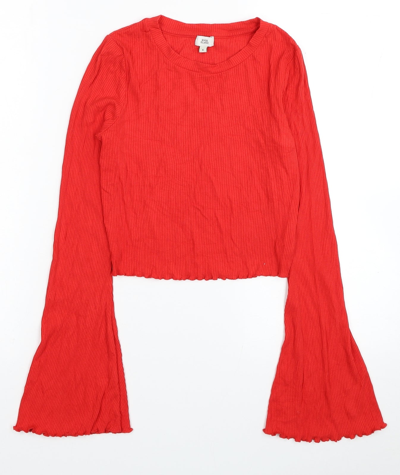 Womens UK Size 6 River Island Red Cropped Blouse