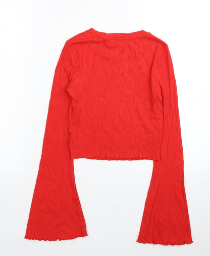 Womens UK Size 6 River Island Red Cropped Blouse