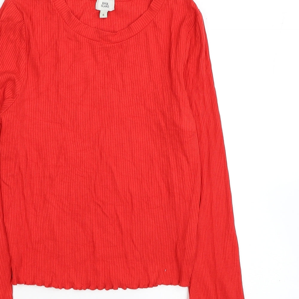 Womens UK Size 6 River Island Red Cropped Blouse