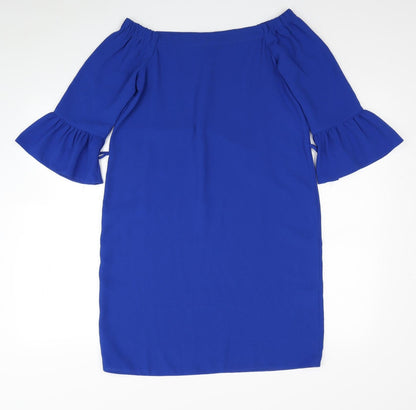 Dorothy Perkins Womens Blue Polyester Sheath Size 6 Off the Shoulder Pullover