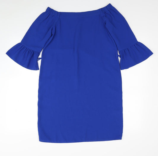 Dorothy Perkins Womens Blue Polyester Sheath Size 6 Off the Shoulder Pullover