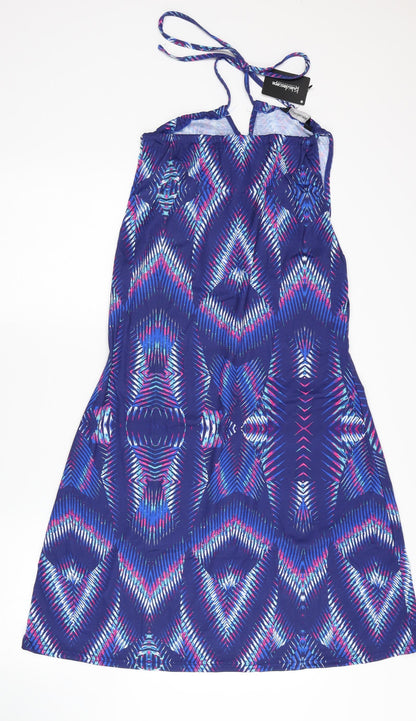 Kaleidoscope Womens Blue Geometric Polyester Tank Dress Size 14 Halter Tie