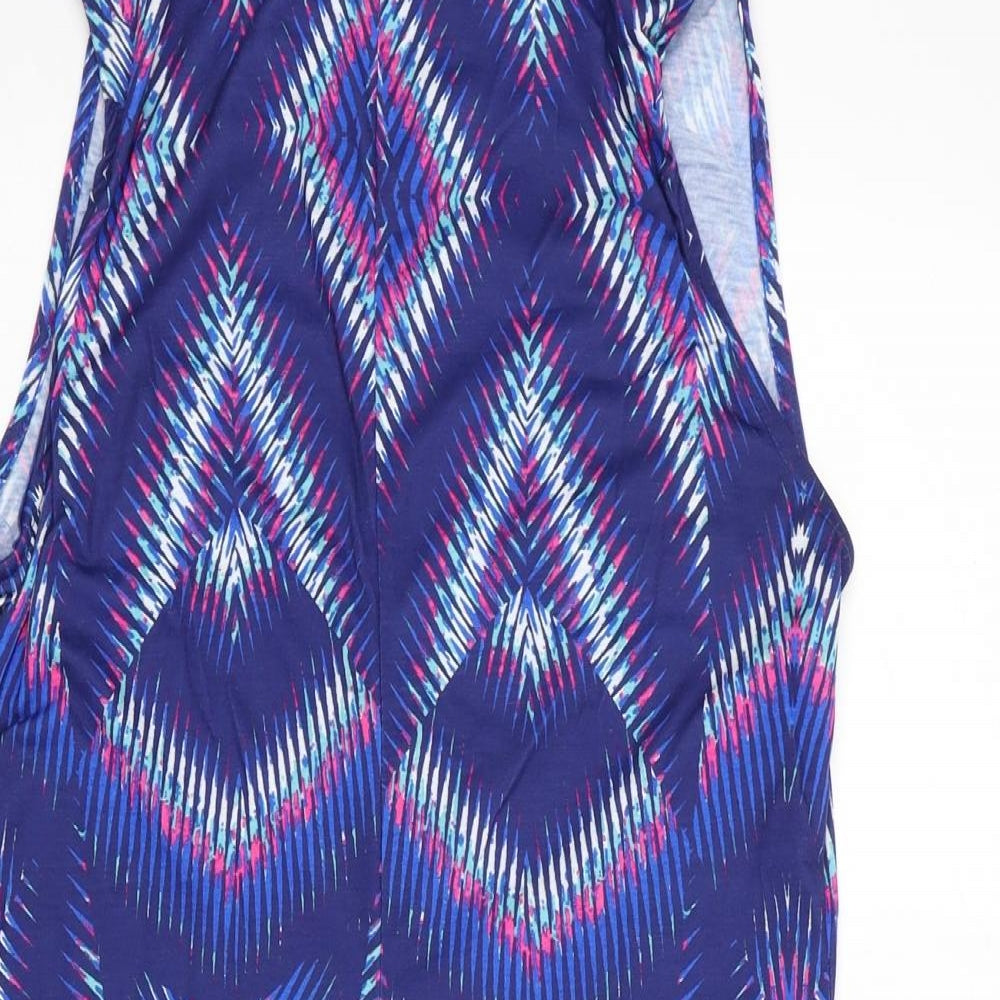 Kaleidoscope Womens Blue Geometric Polyester Tank Dress Size 14 Halter Tie