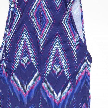 Kaleidoscope Womens Blue Geometric Polyester Tank Dress Size 14 Halter Tie