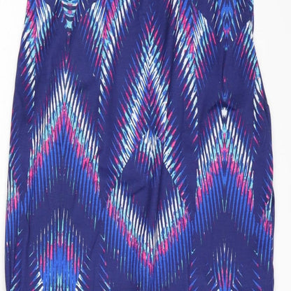 Kaleidoscope Womens Blue Geometric Polyester Tank Dress Size 14 Halter Tie