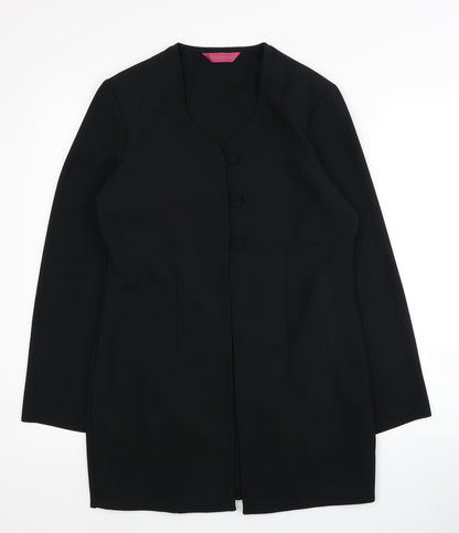Richards Womens Black Polyester Jacket Blazer Size 10 - Shoulder Pads