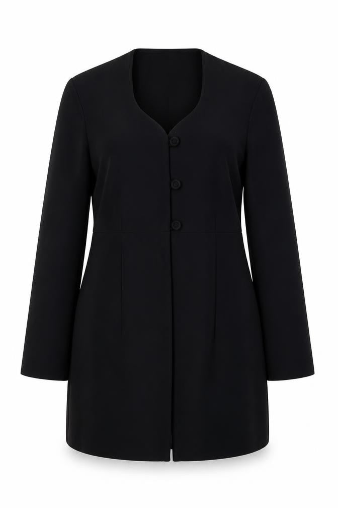 Richards Womens Black Polyester Jacket Blazer Size 10 - Shoulder Pads