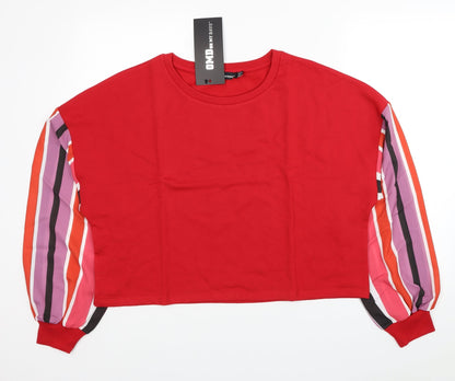 Oh My Days Womens Red Striped Polyester Pullover Sweatshirt Size 12 Pullover - Chiffon Sleeves