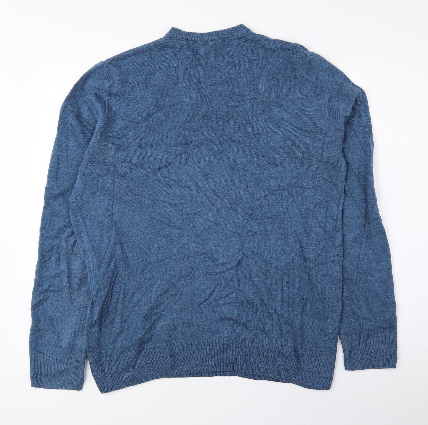 Marks and Spencer Mens Blue V-Neck Acrylic Pullover Jumper Size M