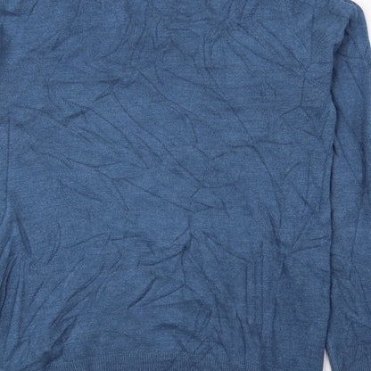 Marks and Spencer Mens Blue V-Neck Acrylic Pullover Jumper Size M