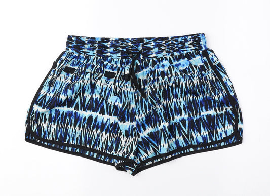 Denim & Co. Womens Blue Geometric Polyester Hot Pants Shorts Size 10 Regular Pull On