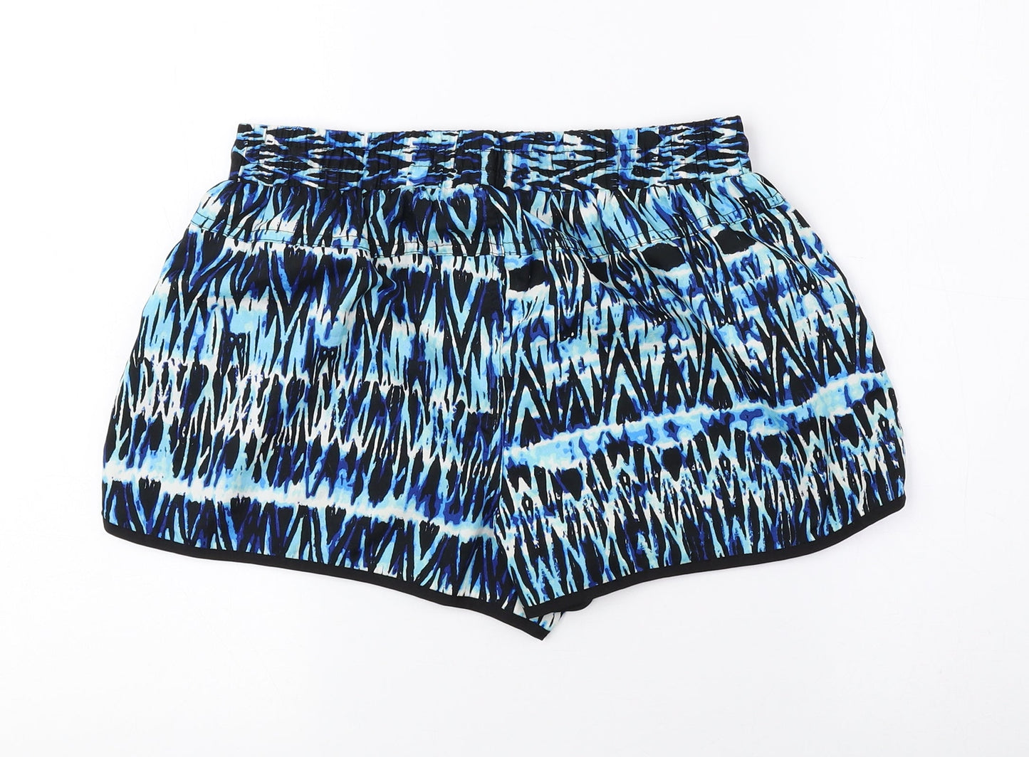 Denim & Co. Womens Blue Geometric Polyester Hot Pants Shorts Size 10 Regular Pull On