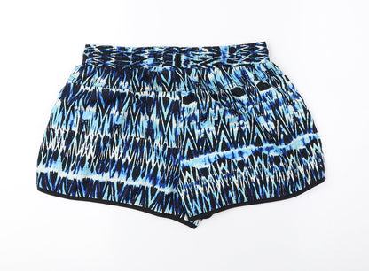 Denim & Co. Womens Blue Geometric Polyester Hot Pants Shorts Size 10 Regular Pull On
