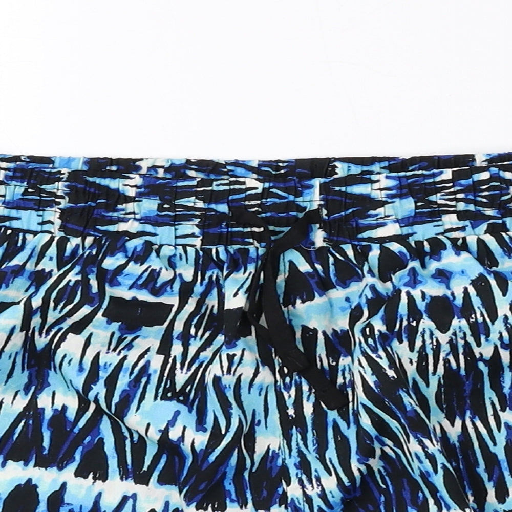 Denim & Co. Womens Blue Geometric Polyester Hot Pants Shorts Size 10 Regular Pull On