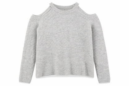New Look Girls Grey Round Neck Acrylic Pullover Jumper Size 10-11 Years Pullover - Cold Shoulder