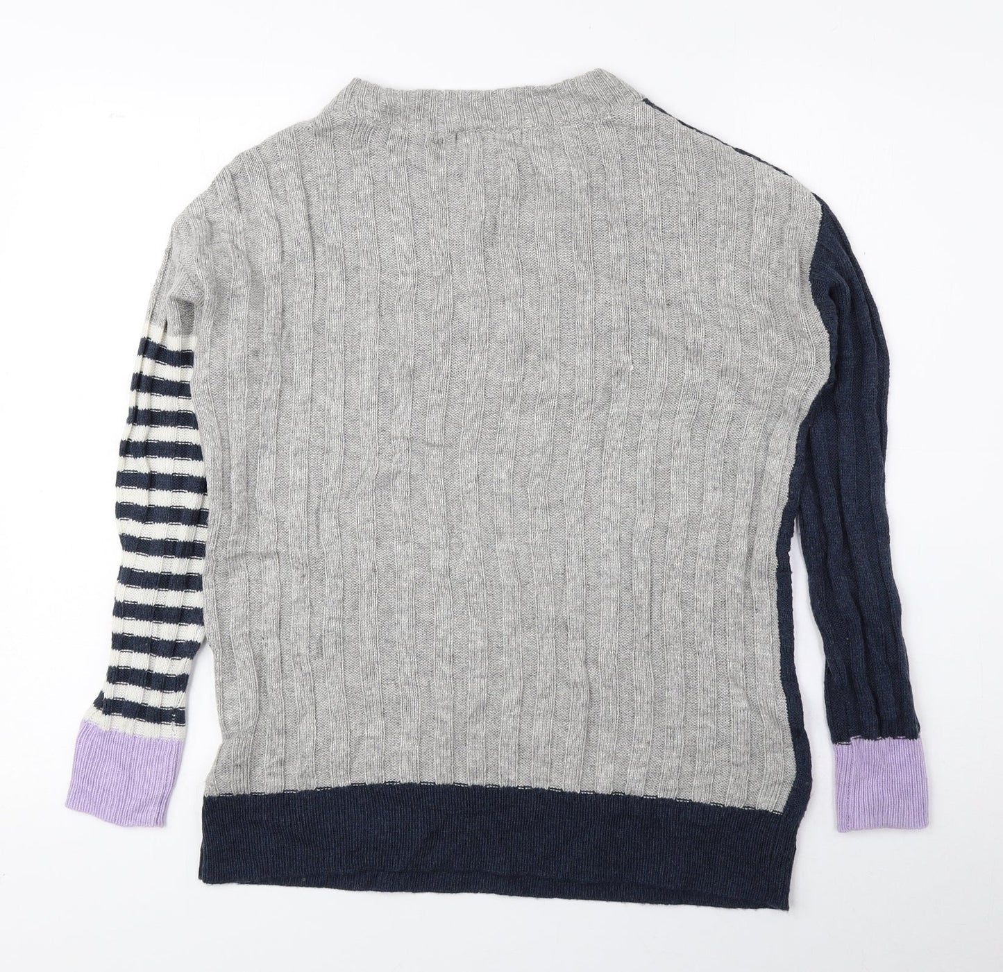 Marks and Spencer Mens Blue Round Neck Striped Acrylic Pullover Jumper Size XS