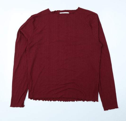 Primark Womens Red Polyester Basic Blouse Size M Round Neck