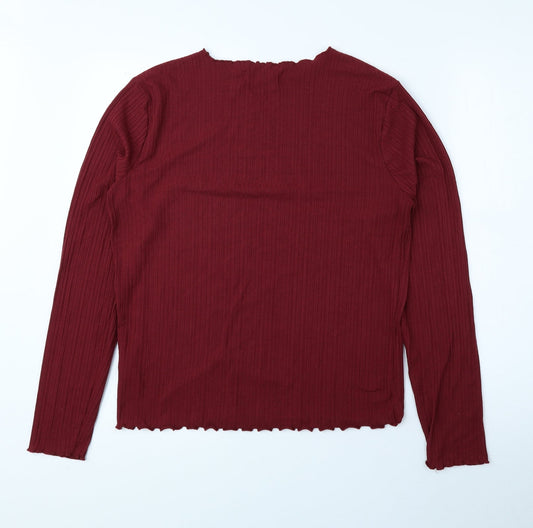 Primark Womens Red Polyester Basic Blouse Size M Round Neck