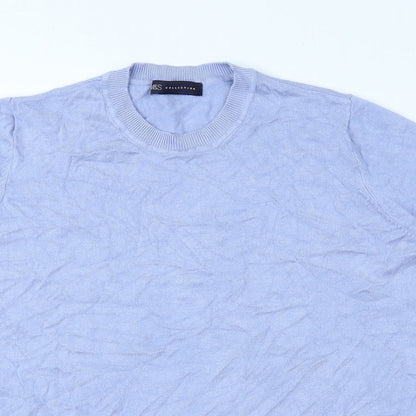 Marks and Spencer Womens Blue Viscose Basic Blouse Size 16 Round Neck