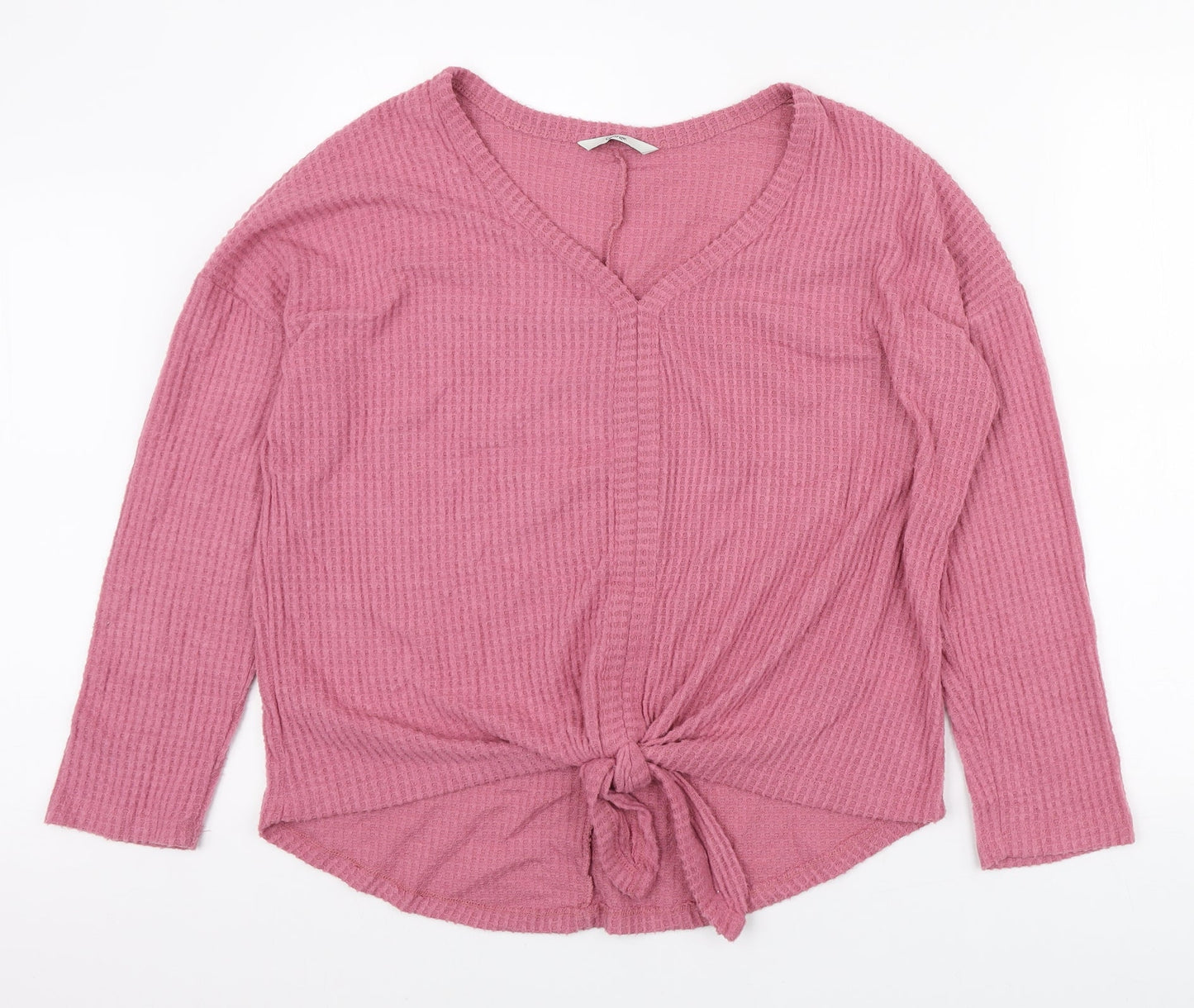 George Womens Pink V-Neck Viscose Pullover Jumper Size 12 - Knot detail