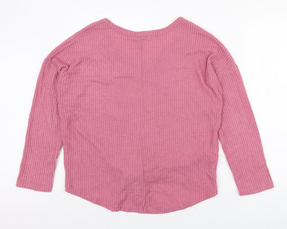 George Womens Pink V-Neck Viscose Pullover Jumper Size 12 - Knot detail