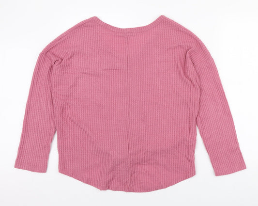 George Womens Pink V-Neck Viscose Pullover Jumper Size 12 - Knot detail