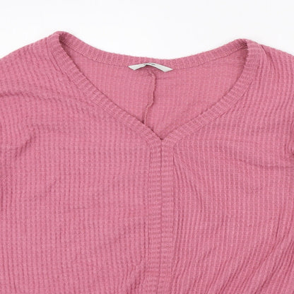 George Womens Pink V-Neck Viscose Pullover Jumper Size 12 - Knot detail