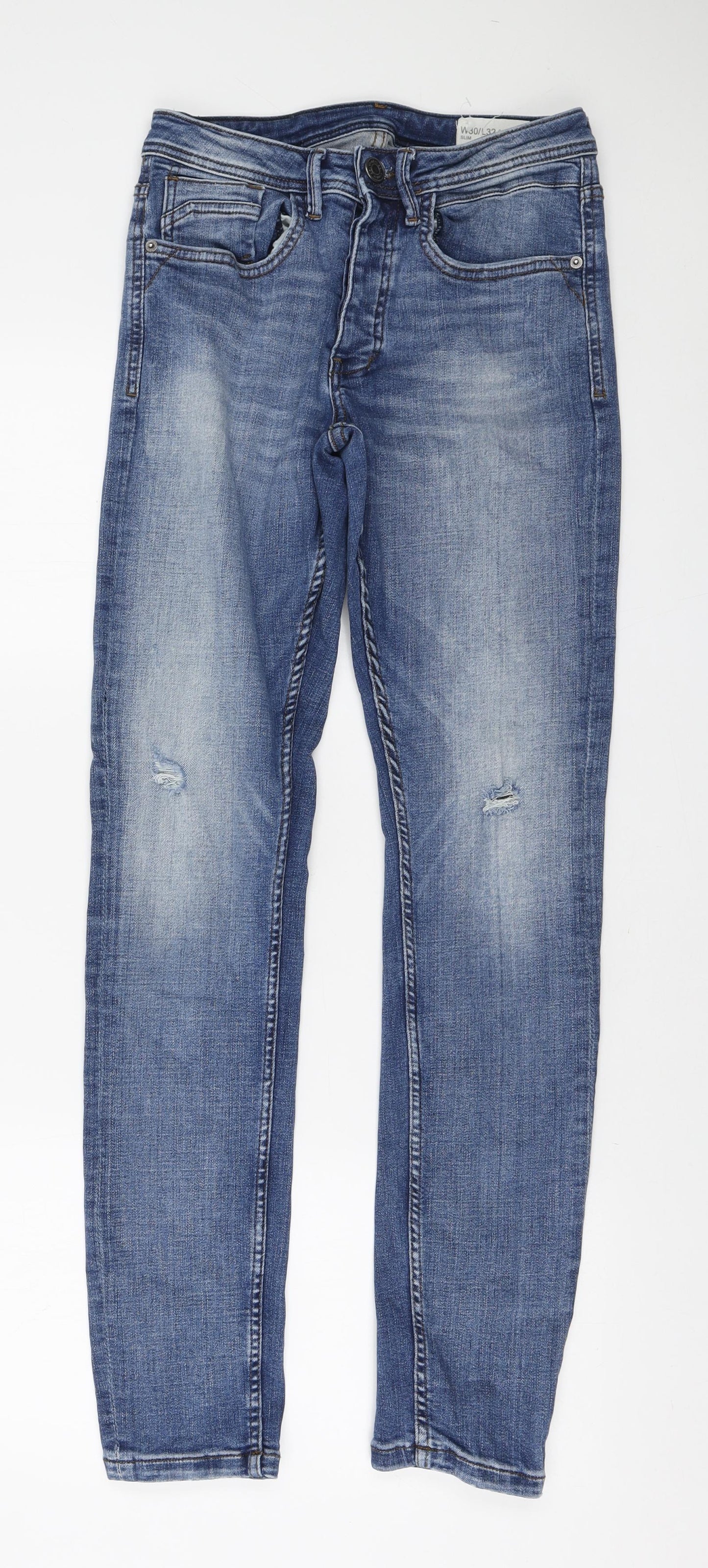 Denim & Co. Mens Blue Polyester Skinny Jeans Size 30 in L32 in Slim Zip