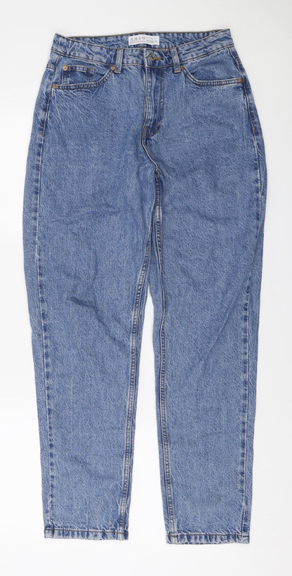 Denim & Co. Womens Blue Cotton Mom Jeans Size 10 L28 in Regular Zip