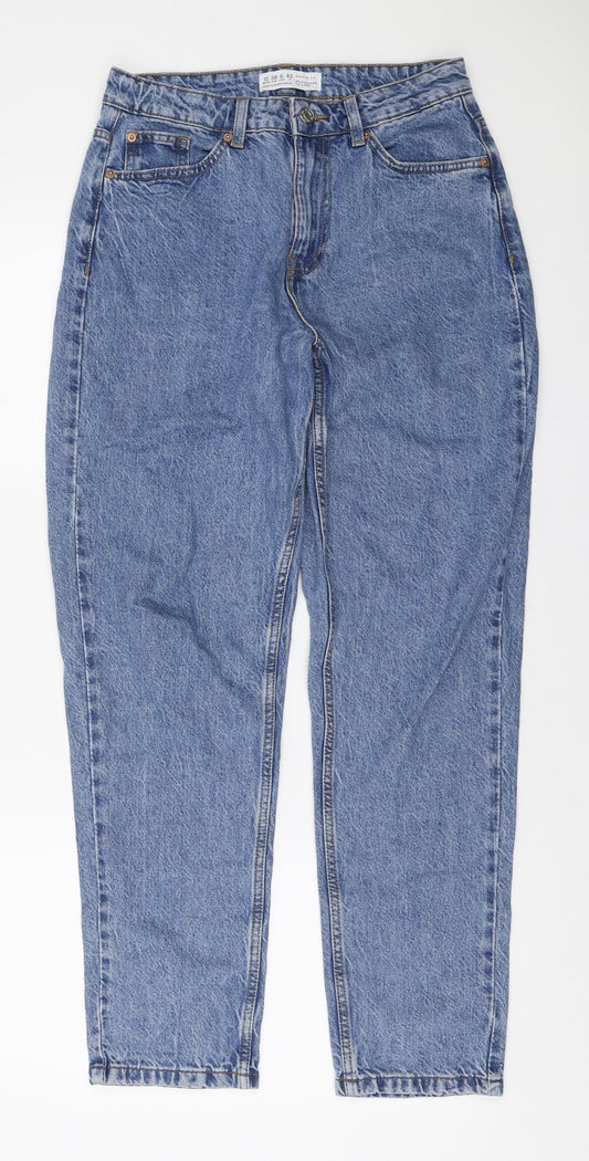 Denim & Co. Womens Blue Cotton Mom Jeans Size 10 L28 in Regular Zip